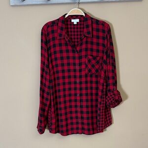 J. Jill Red and Black Buffalo Plaid Button-Down Shirt